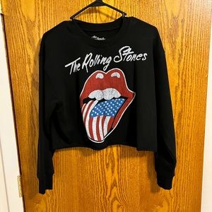 The Rolling Stones Cropped Crew Neck Sweatshirt